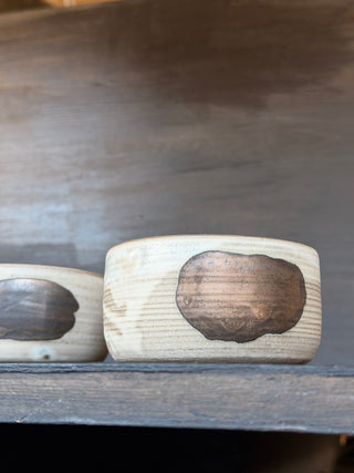 Keramikschale in effektreichem Creme und Gold