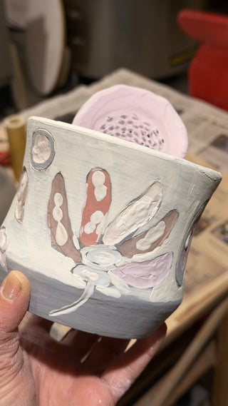 Ingwer Tasse Unikat  #3/2 "Winterblume" | black clay