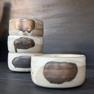 Keramikschale in effektreichem Creme und Gold