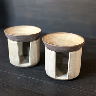 Duftlampe in Creme | black clay