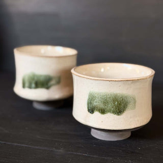 Matcha Schale Morgennebel mit grünem Akzent