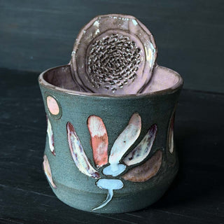 Ingwer Tasse Unikat  #3/2 "Winterblume" | black clay