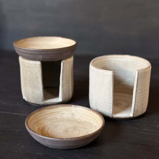 Duftlampe in Creme | black clay