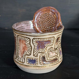 Ingwer Tasse Unikat  #2/1 "Aurorablüte" mit Echtgold Veredelung| black clay