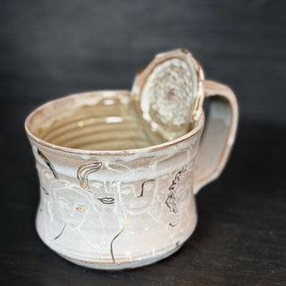 Ingwer Tasse Unikat  #5/1 "Aber jede Frau" mit Echtgold Veredelung | black clay