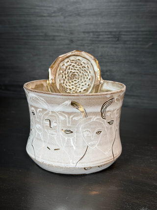 Ingwer Tasse Unikat  #5/1 "Aber jede Frau" mit Echtgold Veredelung | black clay