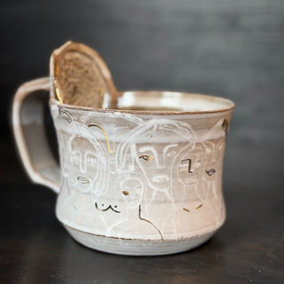 Ingwer Tasse Unikat  #5/1 "Aber jede Frau" mit Echtgold Veredelung | black clay