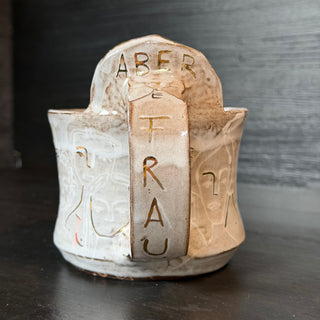 Ingwer Tasse Unikat  #5/1 "Aber jede Frau" mit Echtgold Veredelung | black clay