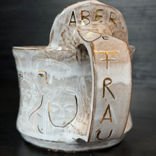 Ingwer Tasse Unikat  #5/1 "Aber jede Frau" mit Echtgold Veredelung | black clay