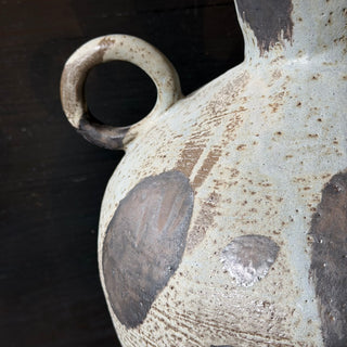 Große Vase in Jade Gold mit Henkel