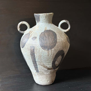 Große Vase in Jade Gold mit Henkel